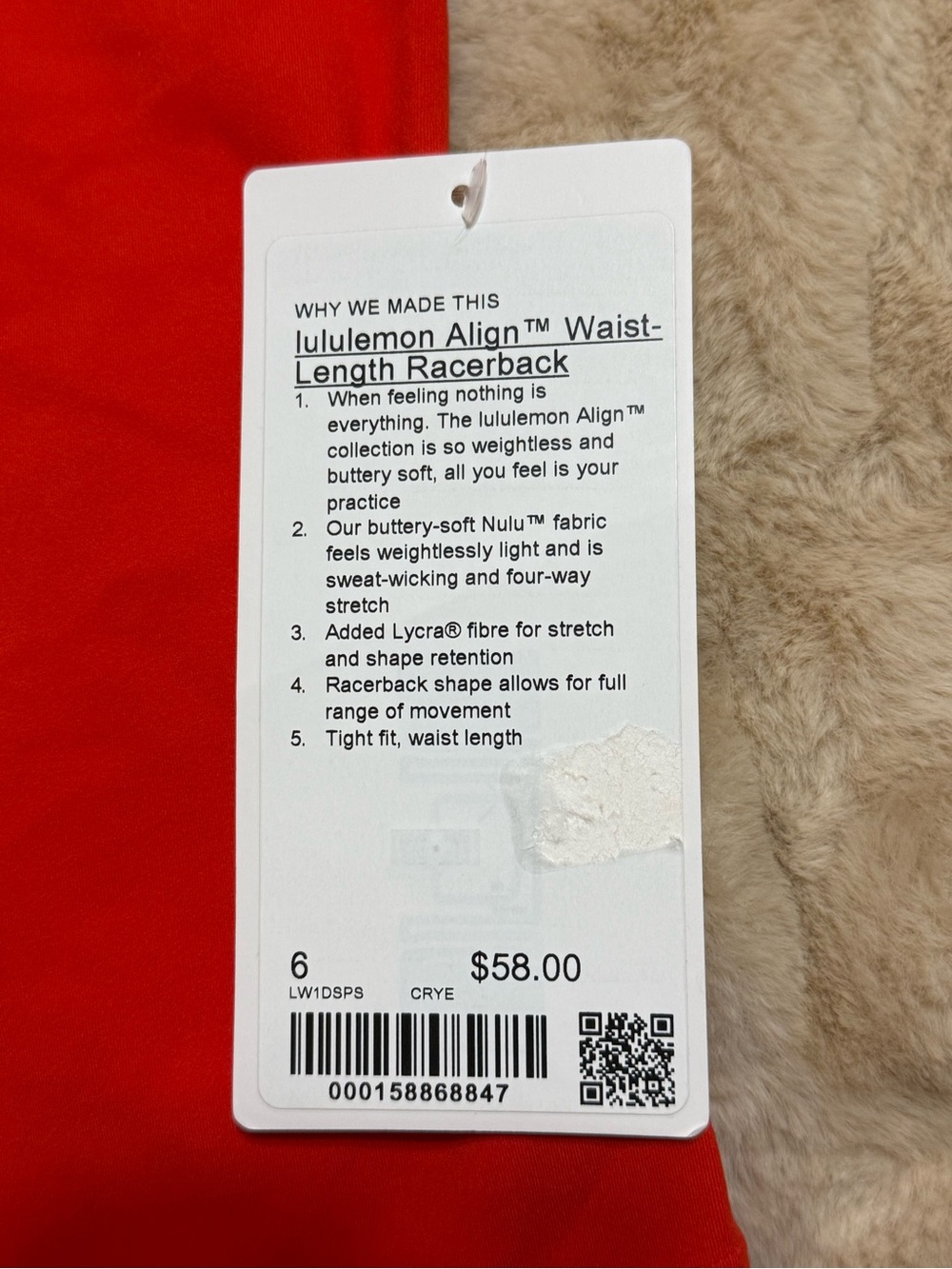 lululemon athletica Align™ Waist-Length Racerback Tank — Red